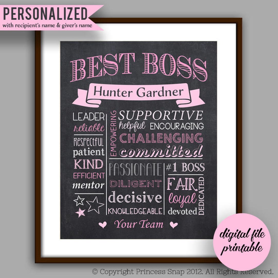 Boss Gift Best Boss Chalkboard Printable Boss Christmas - Etsy