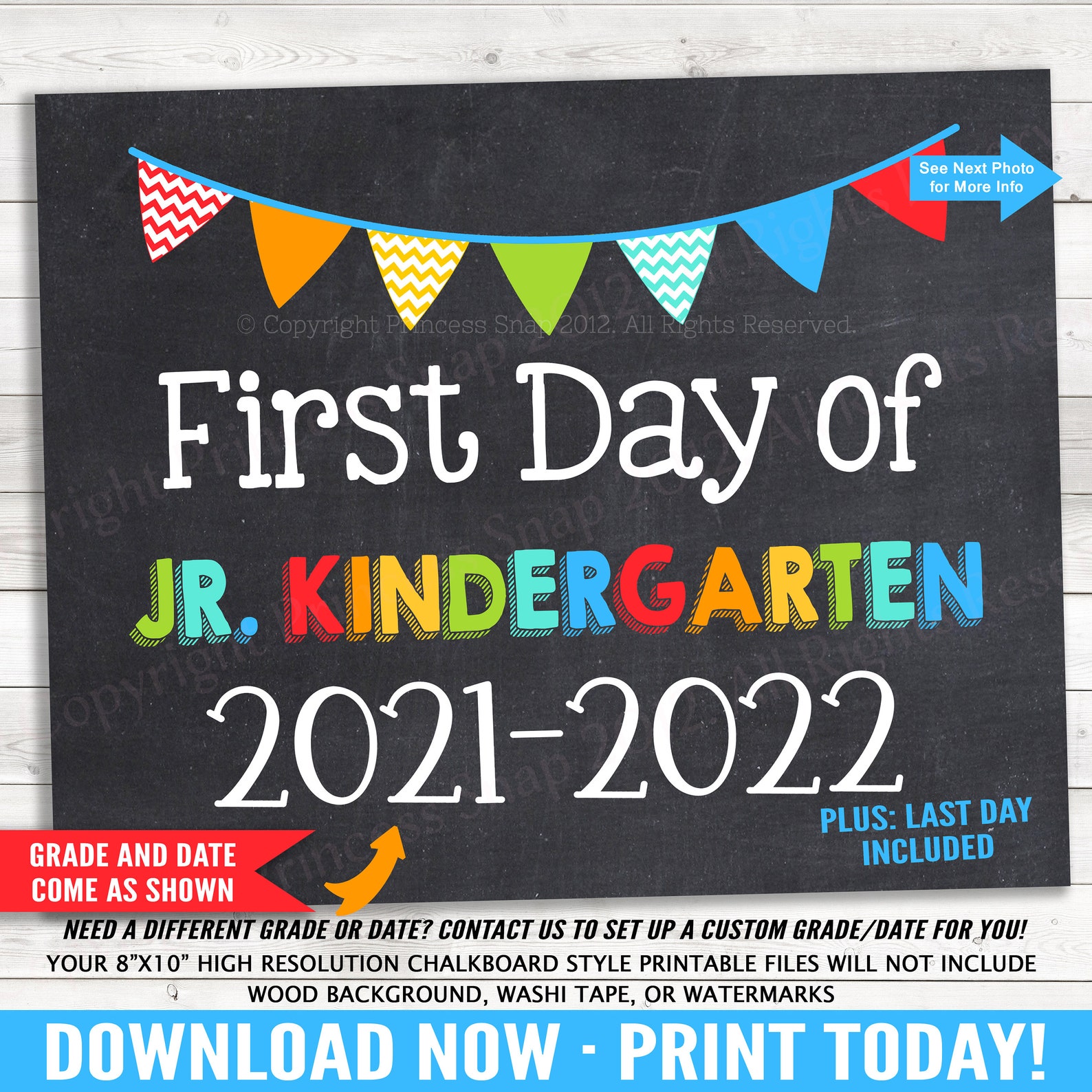 First And Last Day Of Jr Kindergarten 2021 2022 School Etsy