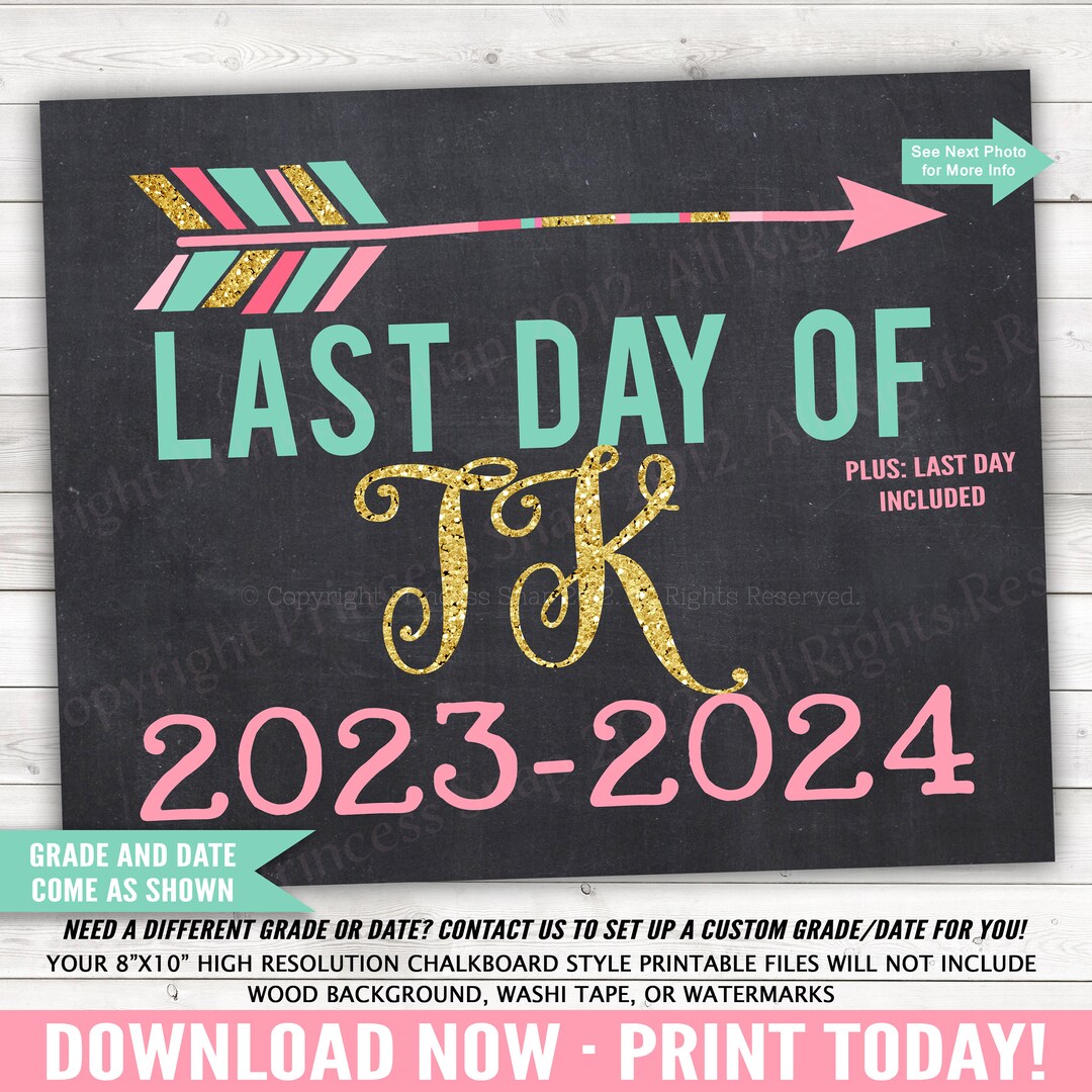 First and Last Day of TK 2023-2024 Photo Prop Pink Gold - Etsy