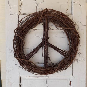 Peace Wreath, Peace Sign Wreath, Door Wreath, Hippie Wreath, Indoor or Outdoor Wreath, Shipping Included