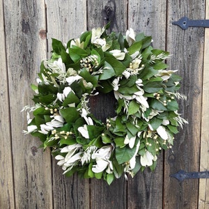 Dried Wreath Natural Dried Foliage - Green Farmhouse Wreath Shipping Included