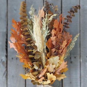 Rustic Autumn Bouquet: Preserved Eucalyptus & Golden Grains - Eucalyptus and Fall Foliage Bundle