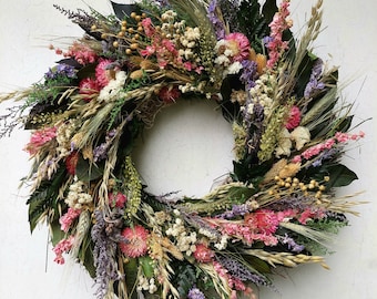 Dried Flower Wreath - Summer Meadows Wildflower Wreath - Shipping Included