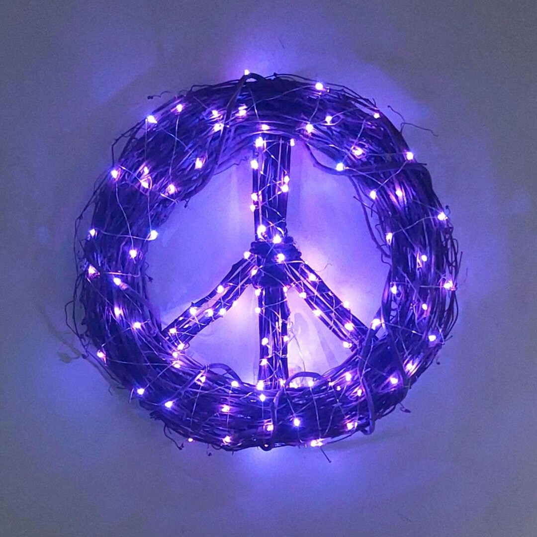 Lighted Peace Sign Wreath