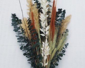 Dried Eucalyptus, Cattails, and Grasses Bouquet, Rustic Farmhouse Style  - Shipping Included