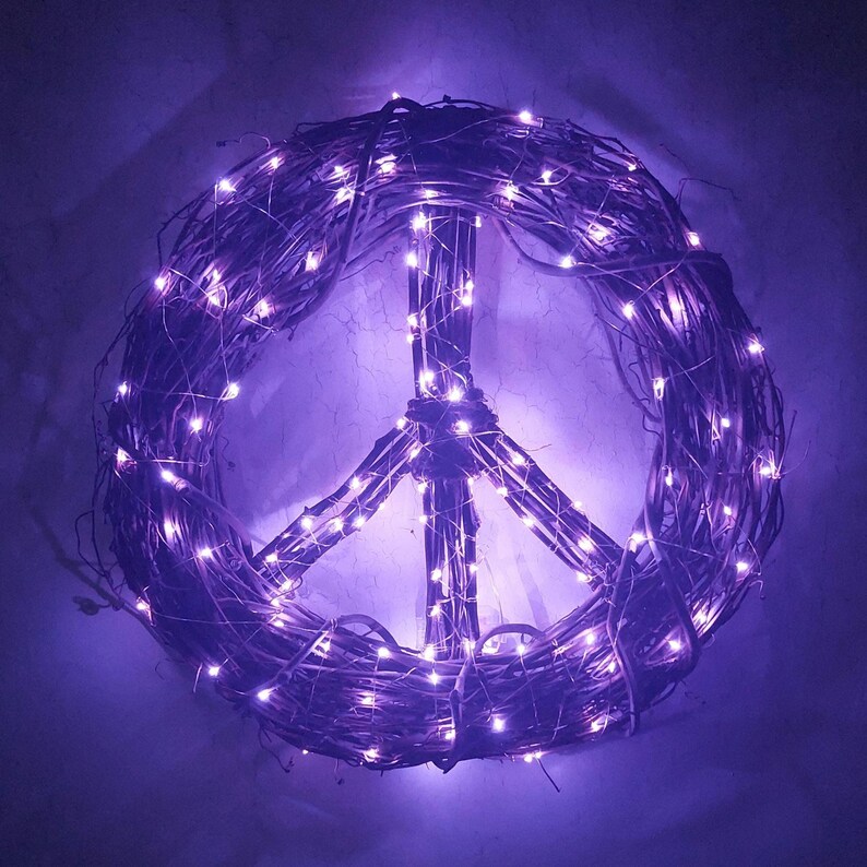 Lighted Peace Sign Wreath