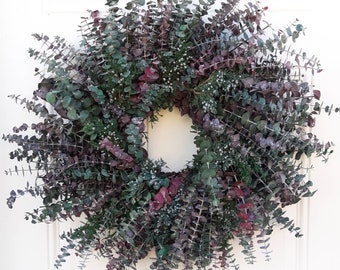 Preserved Eucalyptus Wreath, Juniper Pine, Farmhouse Decor