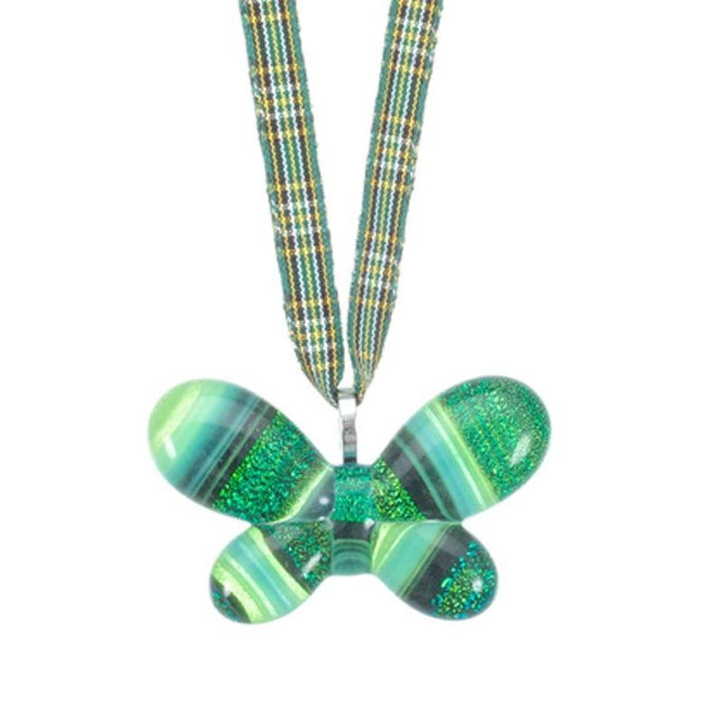 Butterfly Pendant Irish Tartan Ribbon image 1