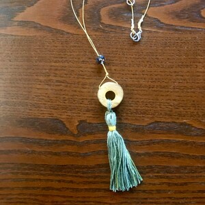 tassel wooden charm mandala necklace