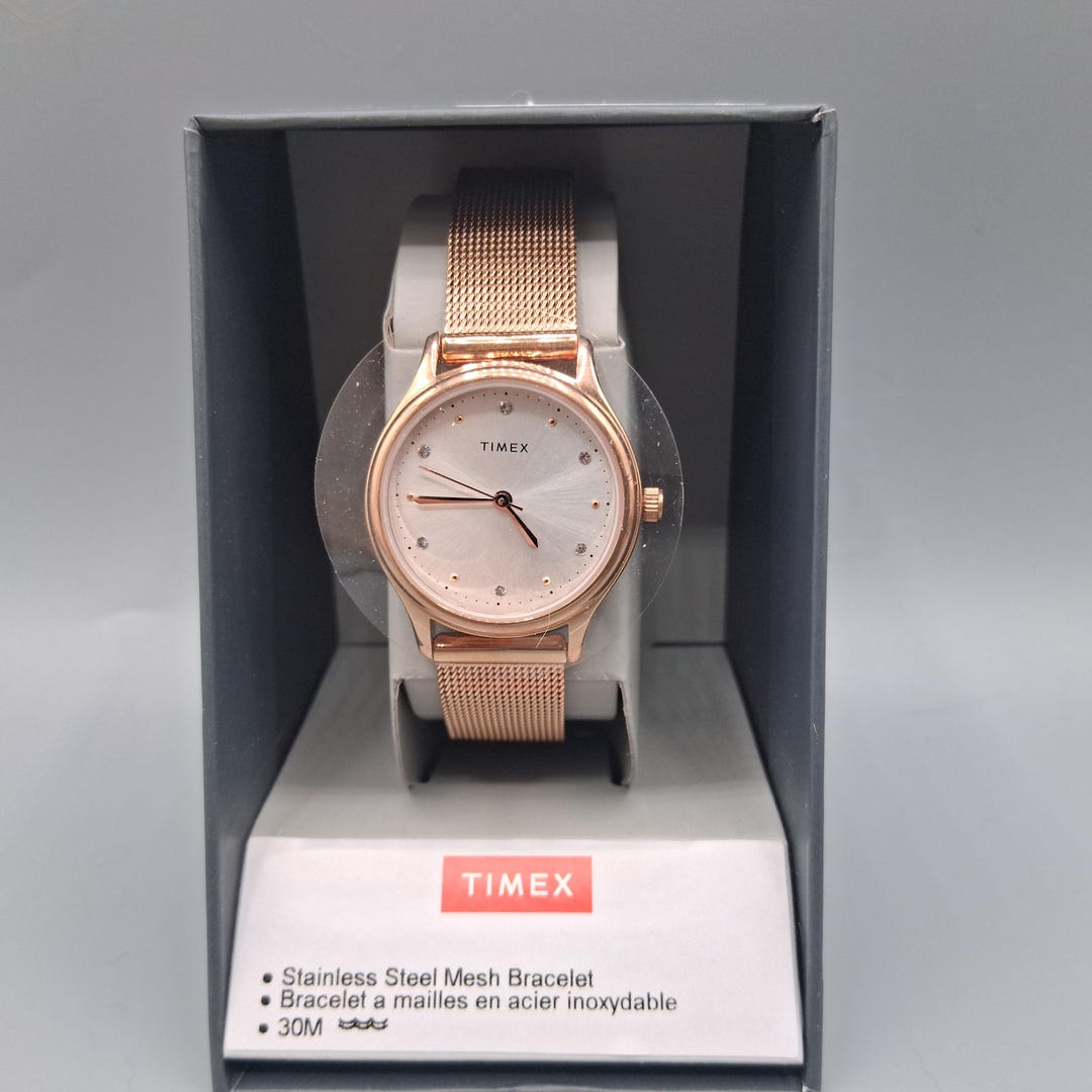 Timex Classics Silver Dial Round Brass Case,rose Gold-toned Stainless ...