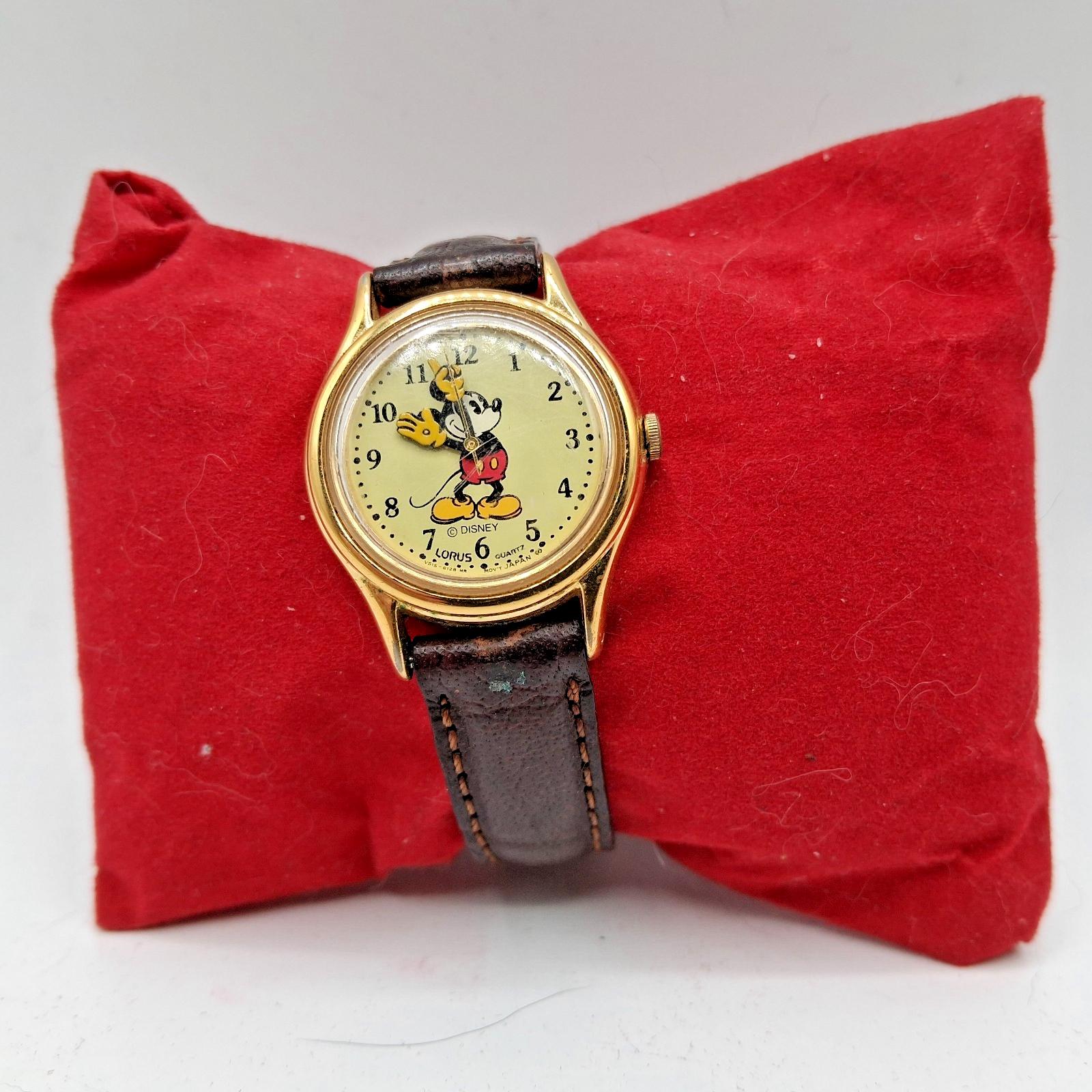 Vintage Lorus Disney Mickey Mouse moving arms watch NEW BATTERY Vintage Lorus Gold Face Mickey Mouse Watch Disney Quartz New  main image 2