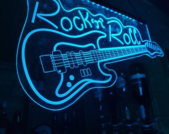 LED hanging bar sign/shop light up sign/Neon Bar Light/ Personalised LED Light/ Rock & Roll light sign, wedding sign/Rock N Roll/ Neon Light