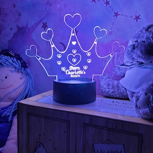 Personalised Princess Night Light /Birthday Gift/Children&#39;s Multicoloured Bedside Light /Desk Light/Personalised Gift/Christmas/ Toy Gift/
