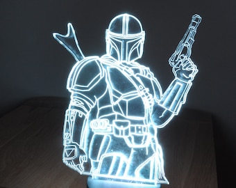 Mandalorianer | Nachtlicht | Kindernachtlicht | Star Wars | Geburtstagsgeschenk | Led Nachtlicht | Personalisiert | Star Wars Geschenk | Boba Fett