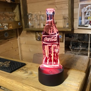 Coca Cola | Night Light | Perfect For Man Cave | Retro Coca Cola Bottle | Birthday Gift | Led Night Light | Personalised | Home Bar | Mirror