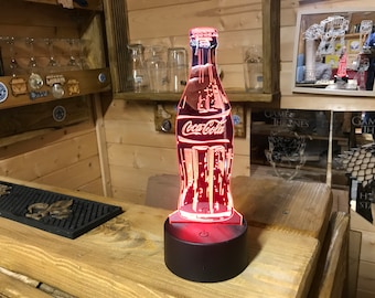 Coca Cola | Night Light | Perfect For Man Cave | Retro Coca Cola Bottle | Birthday Gift | Led Night Light | Personalised | Home Bar | Mirror