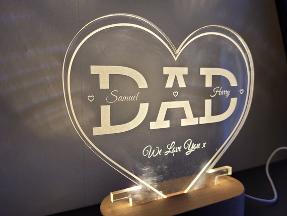 Fathers Day Gift Birthday Gift Personalised LED Name Dad Night Light Dad  Gifts Daddy Light Love Fathers Day Gift heart Light 