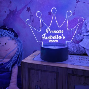 Personalised Princess Night Light /Birthday Gift/Children&#39;s Multicoloured Bedside Light /Desk Light/Personalised Gift/Christmas/ Toy Gift/