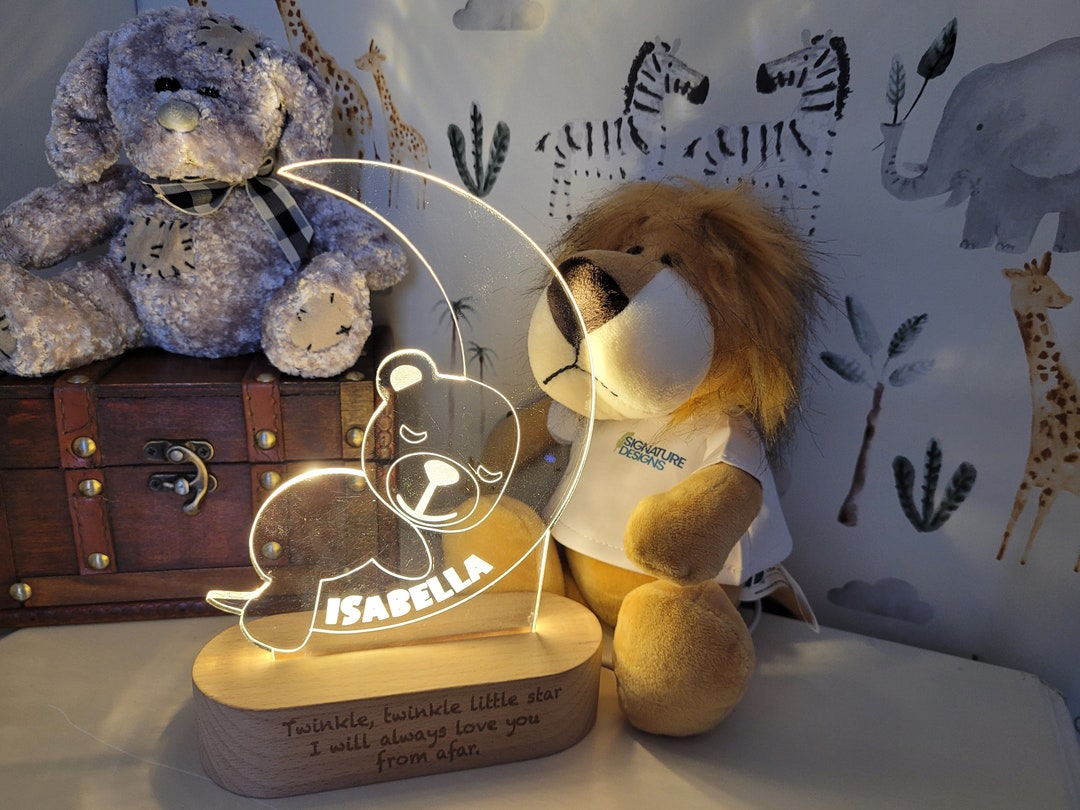 Personalised Teddy Bear Night Light / Baby Night Light/ Birthday Gift ...