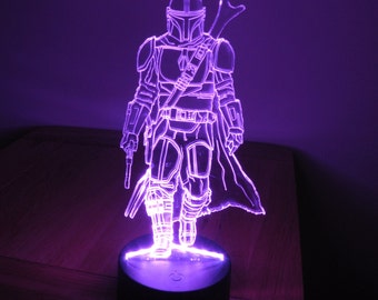 Mandalorian | Personalised night light plug in| Children&#39;s Night Light | Star Wars | Birthday Gift | Led Night Light | Star Wars Gift