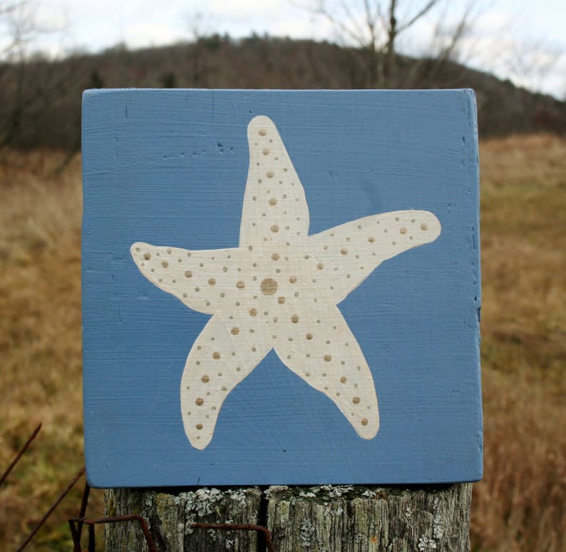 Ocean Decor Starfish Ocean Sign Beach Sign Lally Broch Farm Wooden Beach Sign Rustic Hand Made Sign Silhouette Sign Beach Cottage