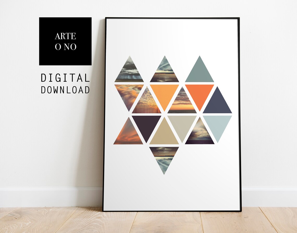 Geometric Print Triangles Wall Art Modern Wall Decor Etsy UK