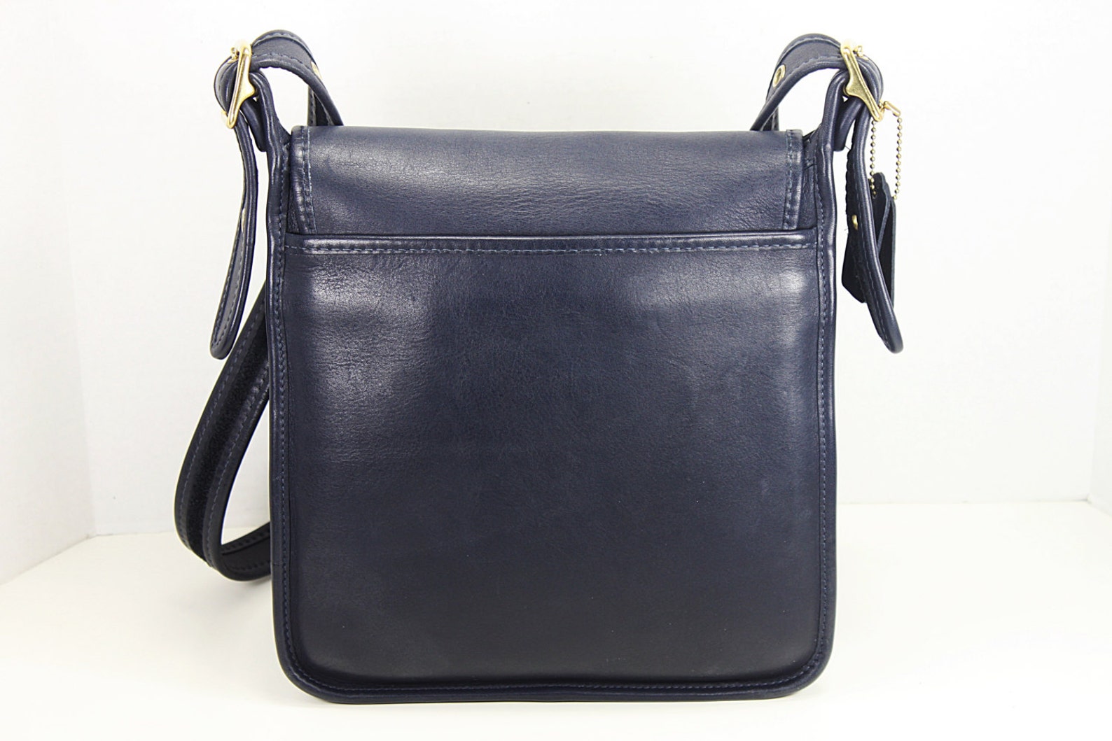 Vintage Coach Navy Blue Leather Messenger bag Crossbody Etsy