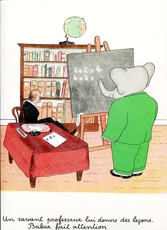 Babar the Elephant Large Vintage French Book Page - Etsy Babar the Elephant Large Vintage French Book Page - Etsy