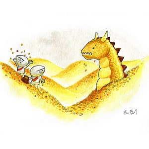 The Gold Dragon Watercolor Print