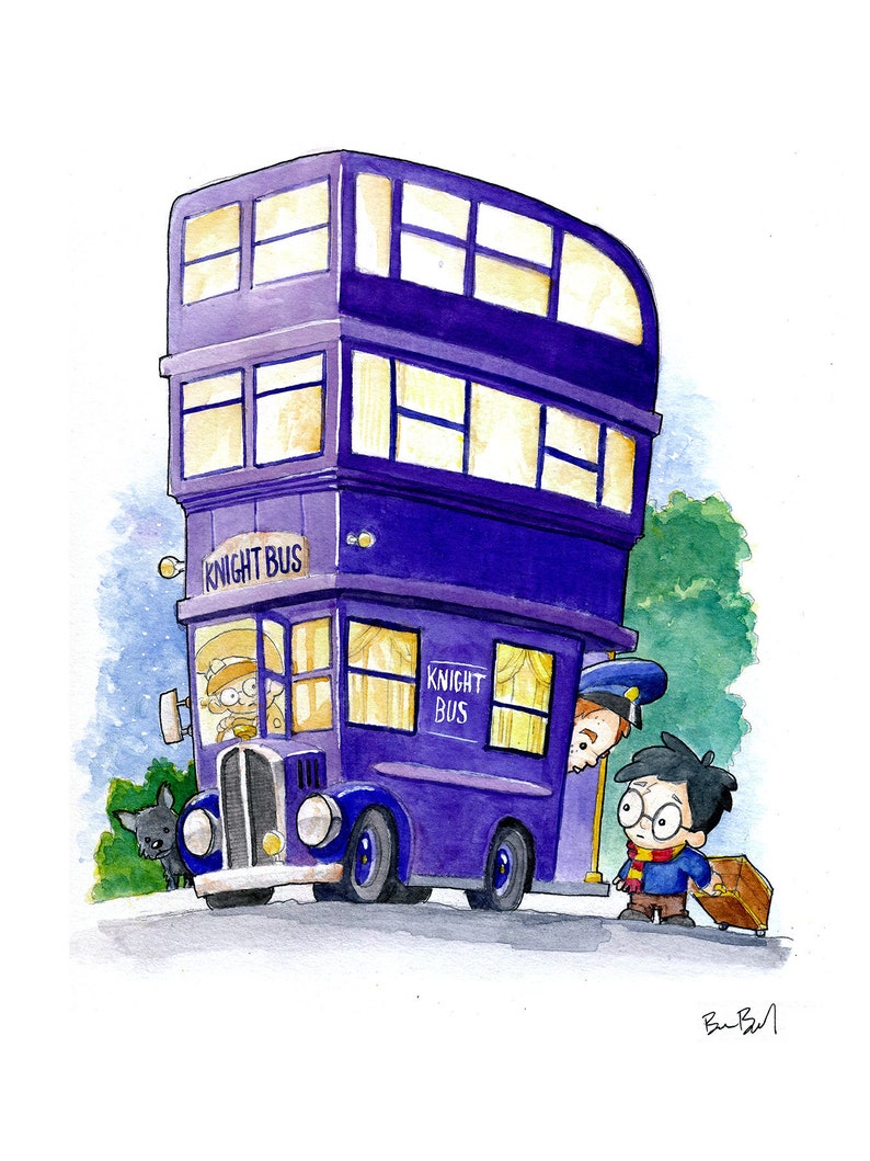 Harry and the Knight Bus Fan Art Pen and Ink Print Etsy
