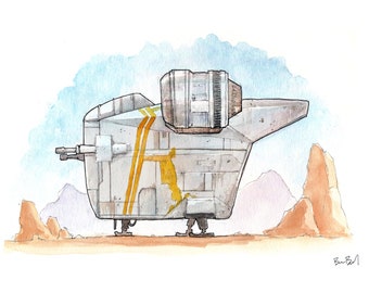 A Cool Cargo Ship Watercolor Print