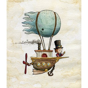 Cutepunk Octoship Watercolor Print