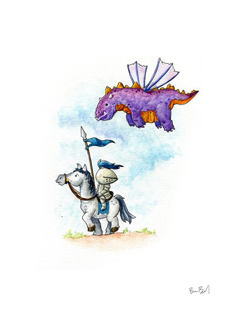 Purple Dragon Watercolor Print image 1