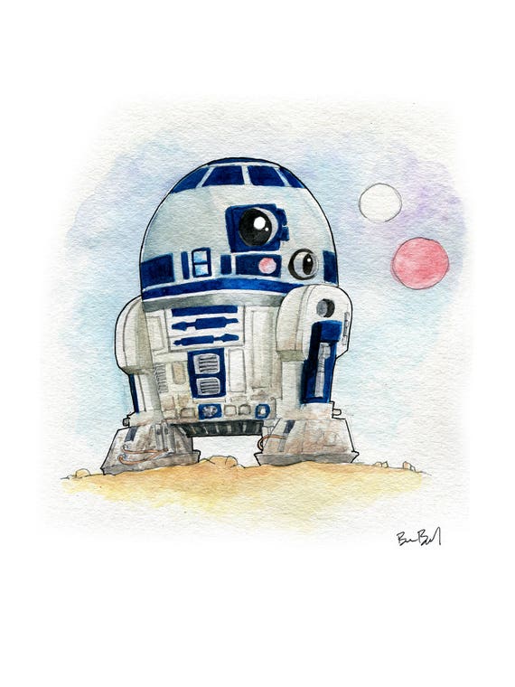 Multi Star Wars Watercolor R2-D2 Floral