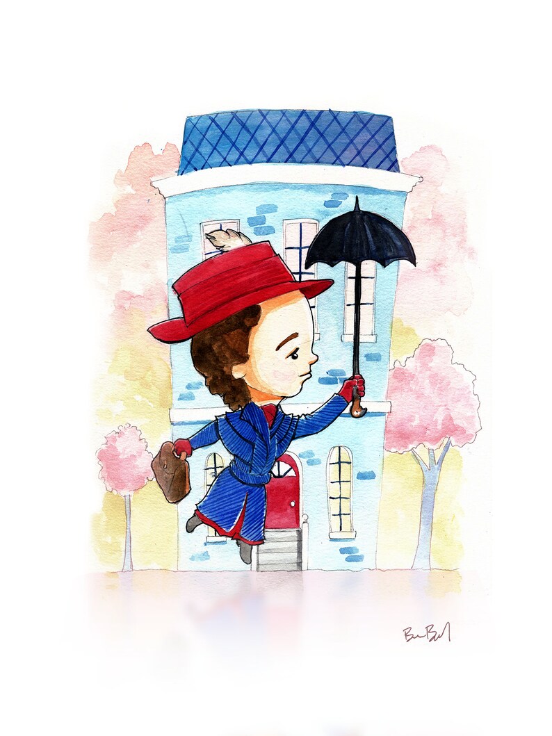 Mary Poppins Returns Fan Art Watercolor Print | Etsy