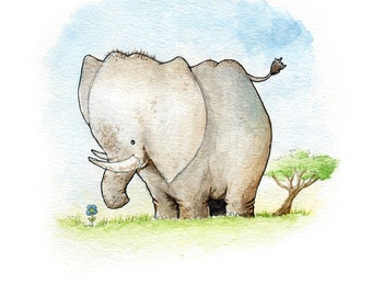 Elephant Watercolor Print