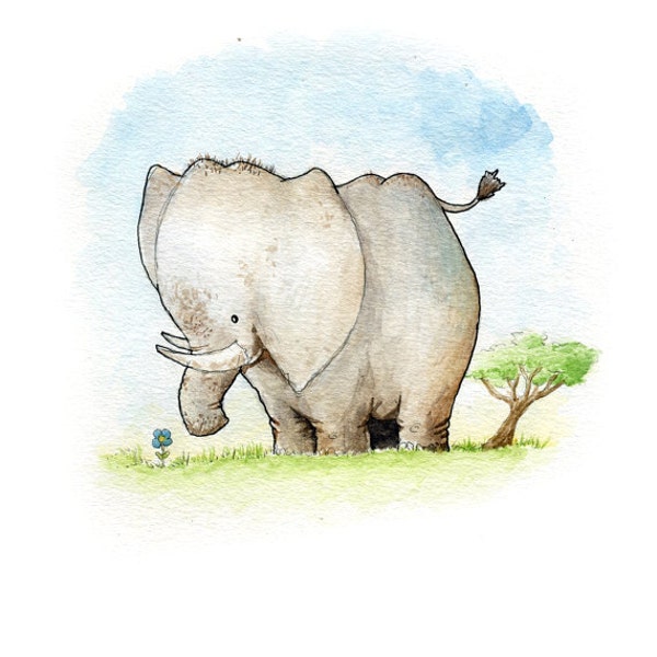 Elephant Watercolor Print