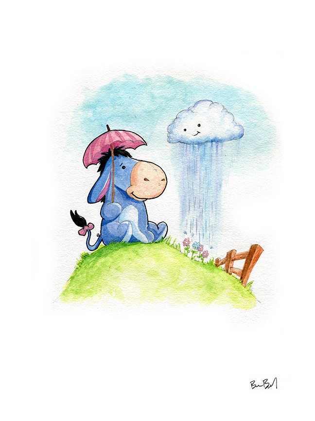 Eeyore Inspired Watercolor Print