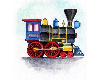 Jupiter Steam Locomotive Watercolor Print