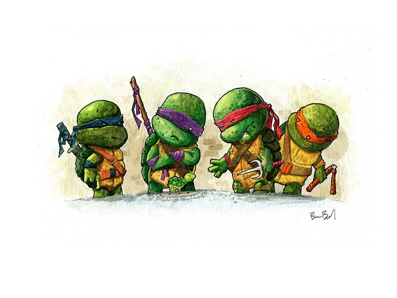 Teenage Mutant Ninja Turtles Watercolor Print | Etsy