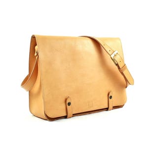 Tan LEATHER MESSENGER BAG image 1