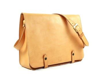 Tan LEATHER MESSENGER BAG