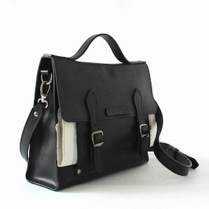 PORTE-DOCUMENTS en CUIR NOIR, adapté comme sac de travail