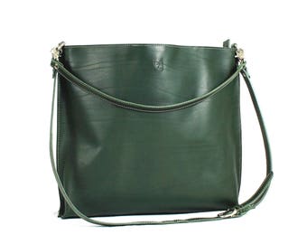 Woman green LEATHER CROSSBODY BAG