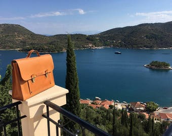 BRIEFCASE in full grain leather handmade in Italy
