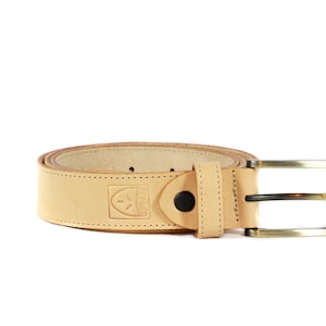 Men&#39;s NATURAL LEATHER classic BELT for men, with seams, 3,5 cm