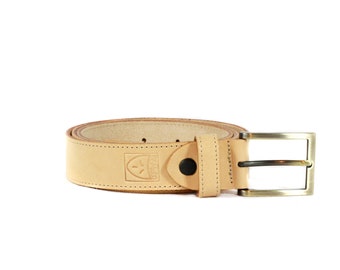 Cintura in CUOIO color NATURALE, con cuciture laterali, alta 3,5 cm