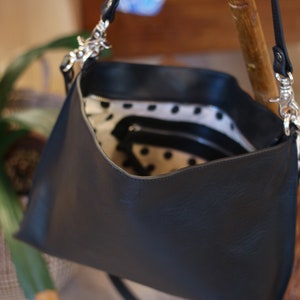 Handmade black LEATHER BAG for woman, handmade in Italy image 5