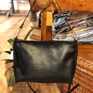 Handmade black LEATHER BAG for woman, handmade in Italy