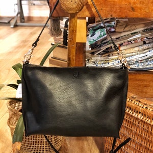 Handmade black LEATHER BAG for woman, handmade in Italy image 1